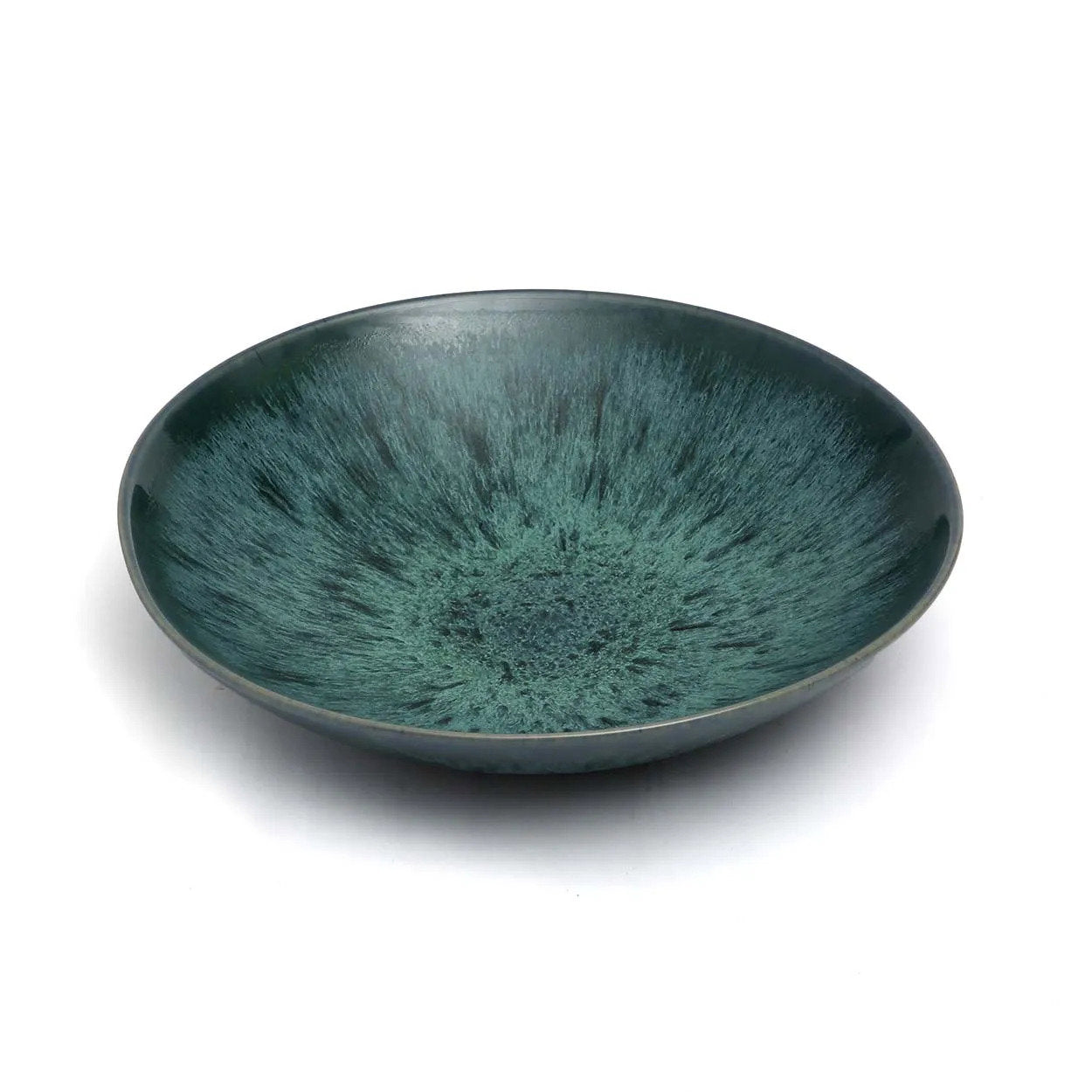 Vibrant aqua stoneware pasta plates, dishwasher-safe and built for daily use.