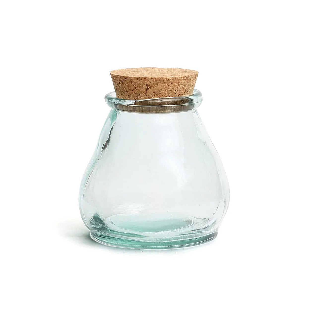 Medium blue Belly Glass Pot with wooden lid for stylish jam storage