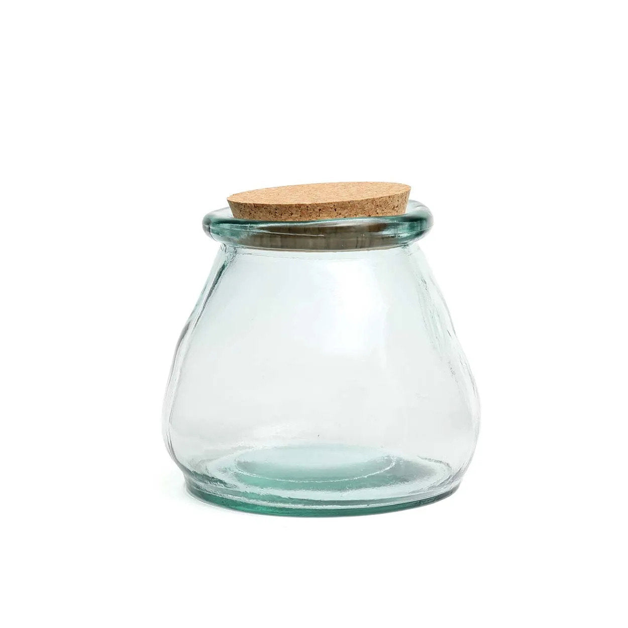 Large blue kitchen storage jar made of recycled glass with wooden lid – The Belly Glass Pot