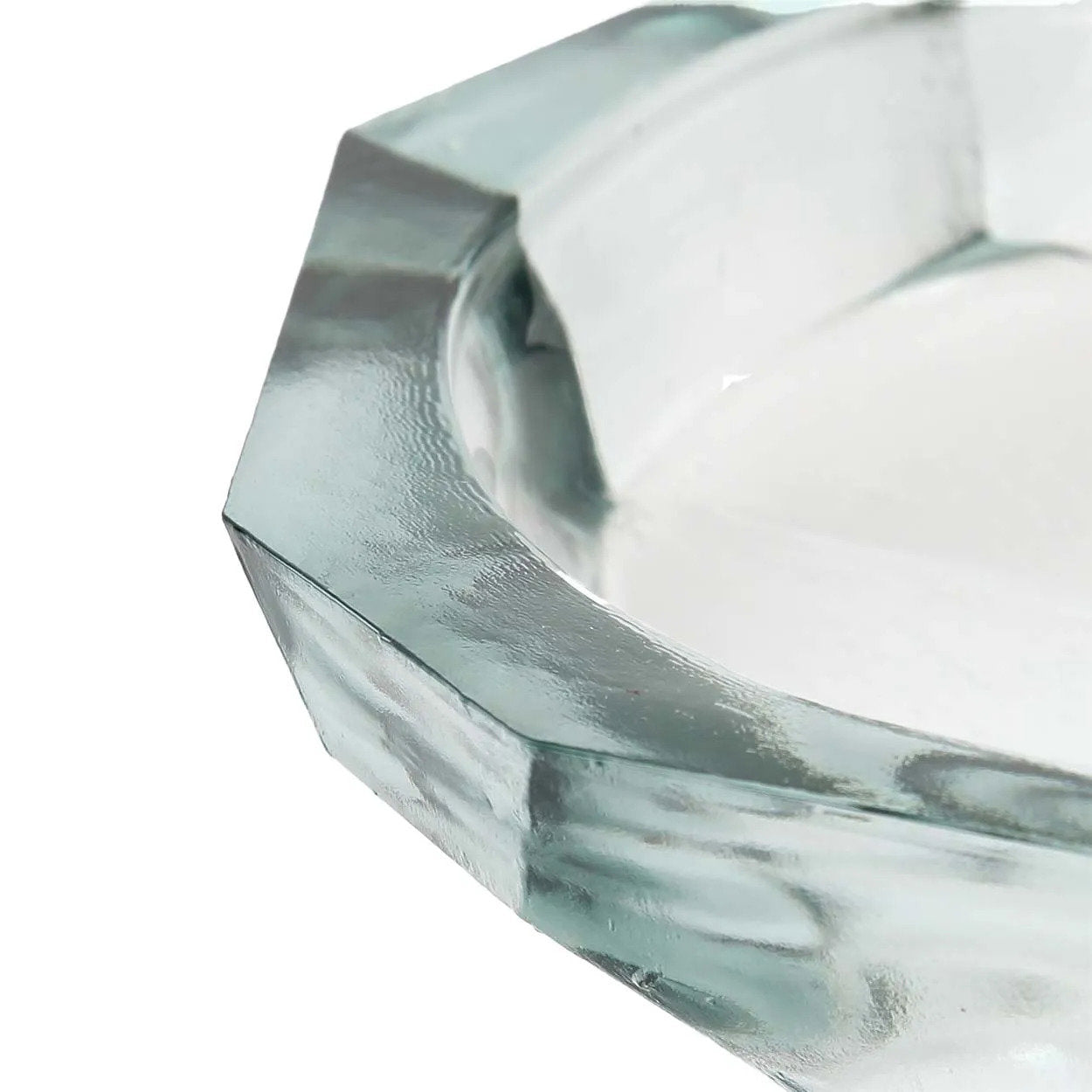 Large decorative blue glass bowl perfect for serving fruits and snacks
