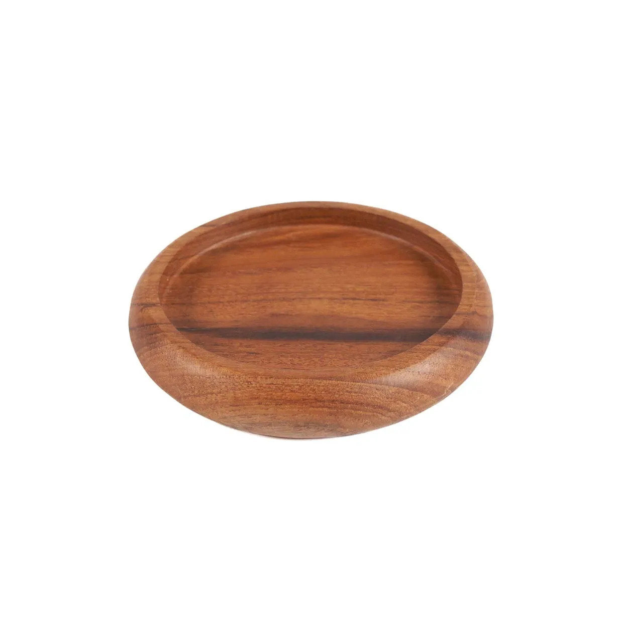 Handcrafted teak coaster with smooth surface, perfect for protecting tables while adding a touch of luxury.
