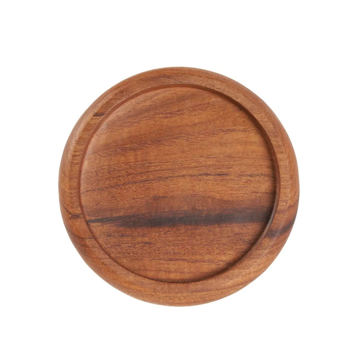 Eco-friendly teak coaster, designed to withstand everyday use while maintaining artisanal charm.
