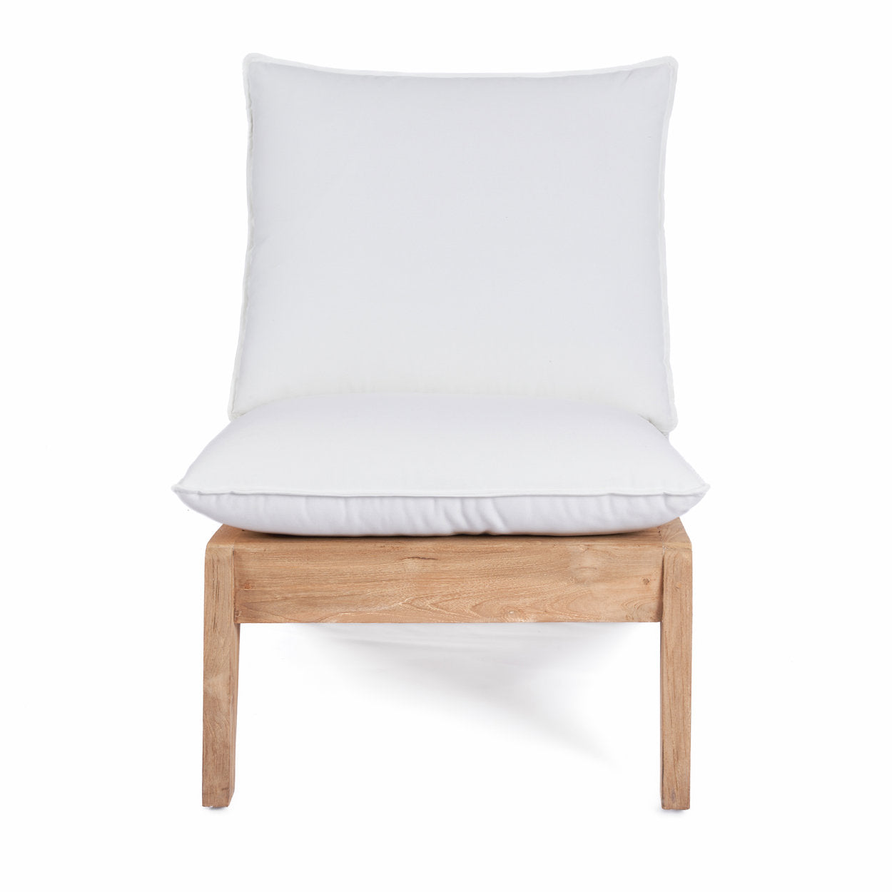 Natural white teak armchair with soft curves, perfect as a statement piece in any room