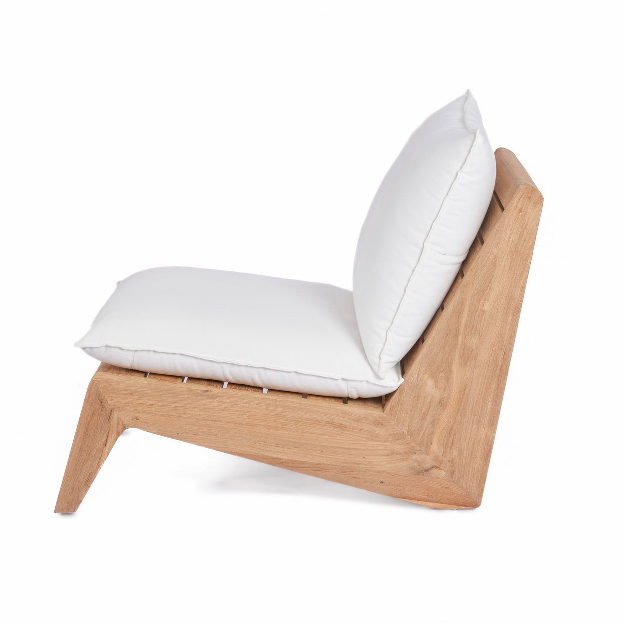 Reclaimed teak one seater chair with white finish, crafted for relaxed boho living