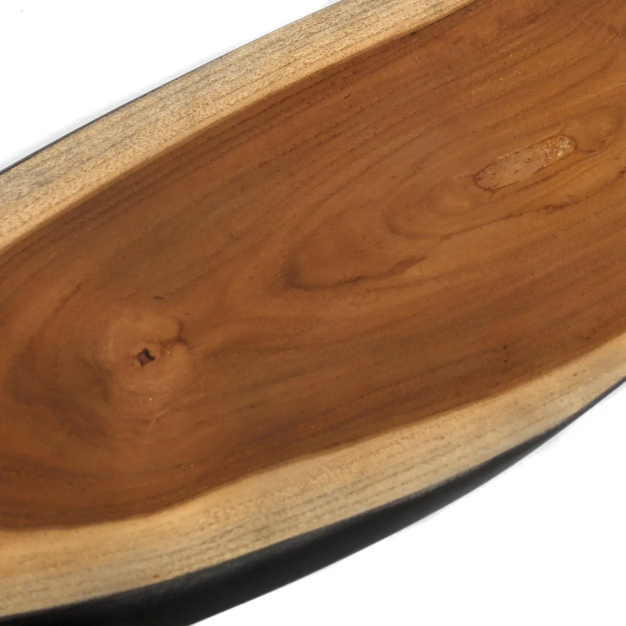 Elegant black teak serving platter, perfect for creating impressive spreads for casual or formal dining.