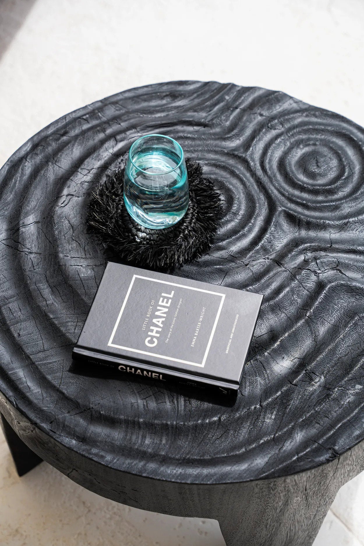 Unique handcrafted water glass with natural variation