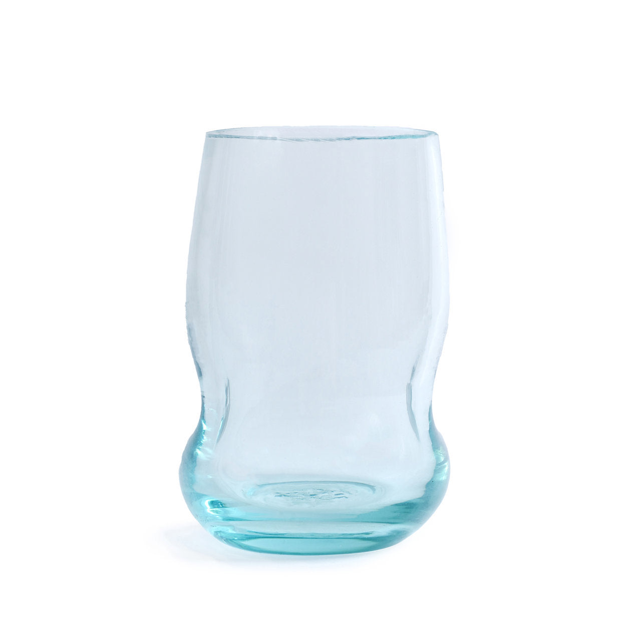 Recycled glass drinking glass with soft blue-green tint