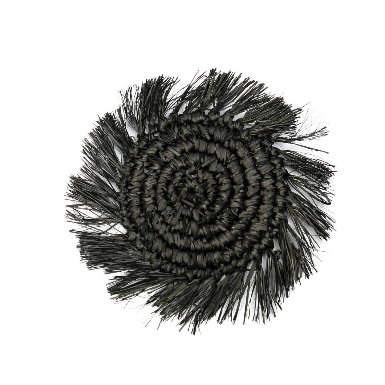the-fringe-raffia-coaster-black