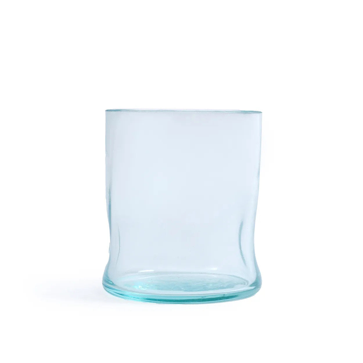 Recycled glass tumbler with compact, hand-friendly design