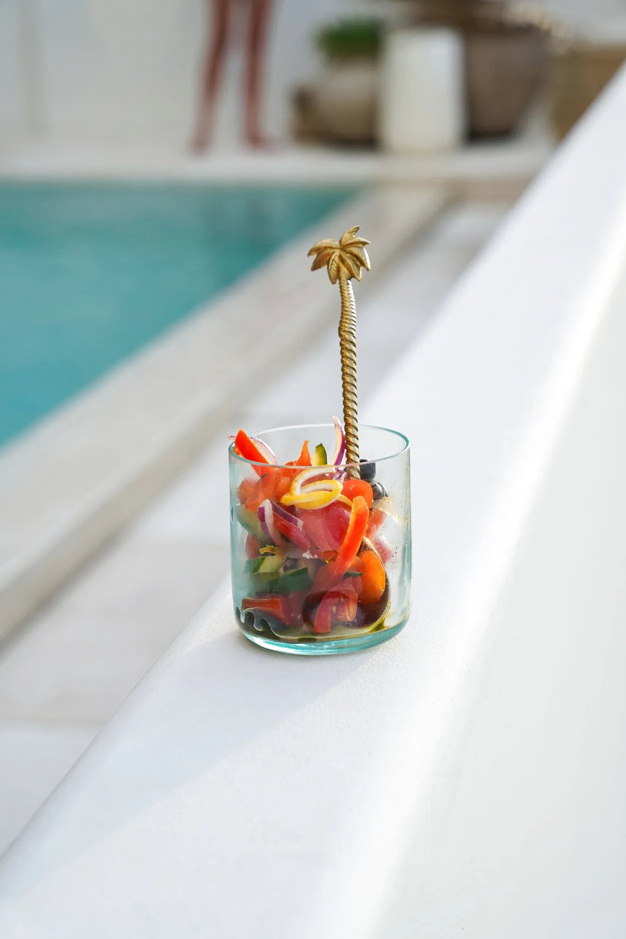 Compact recycled glass tumbler ideal for after-meal sipping