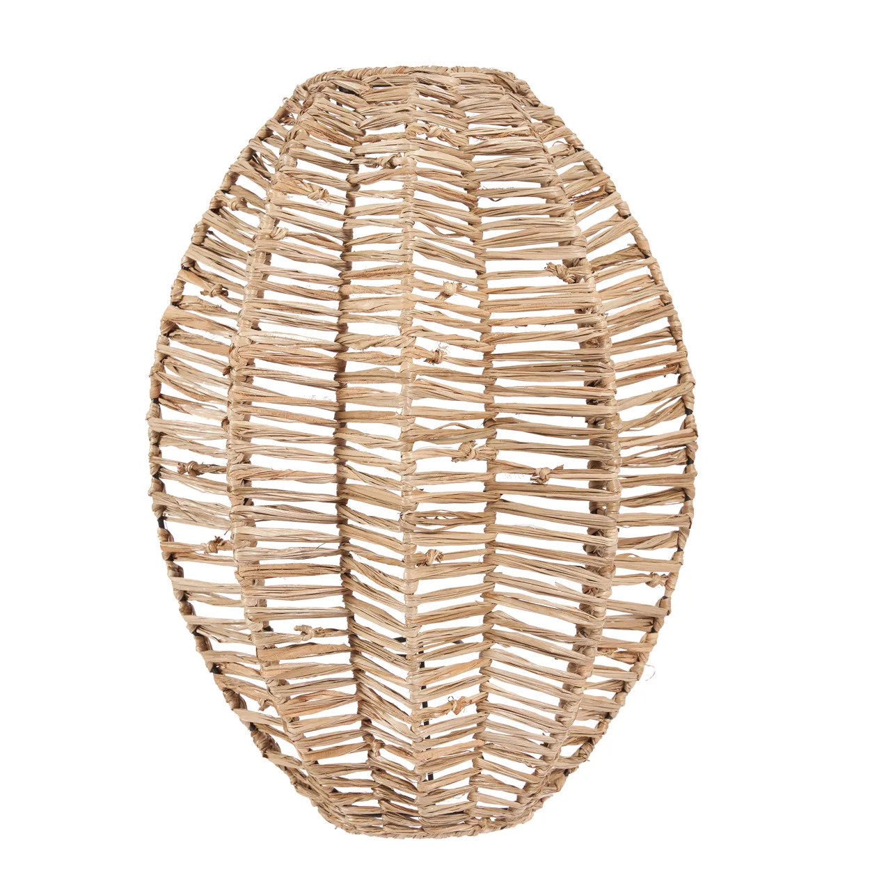 Woven raffia wall light in a natural tone, medium size, perfect for adding soft, ambient lighting to bohemian or coastal interiors.