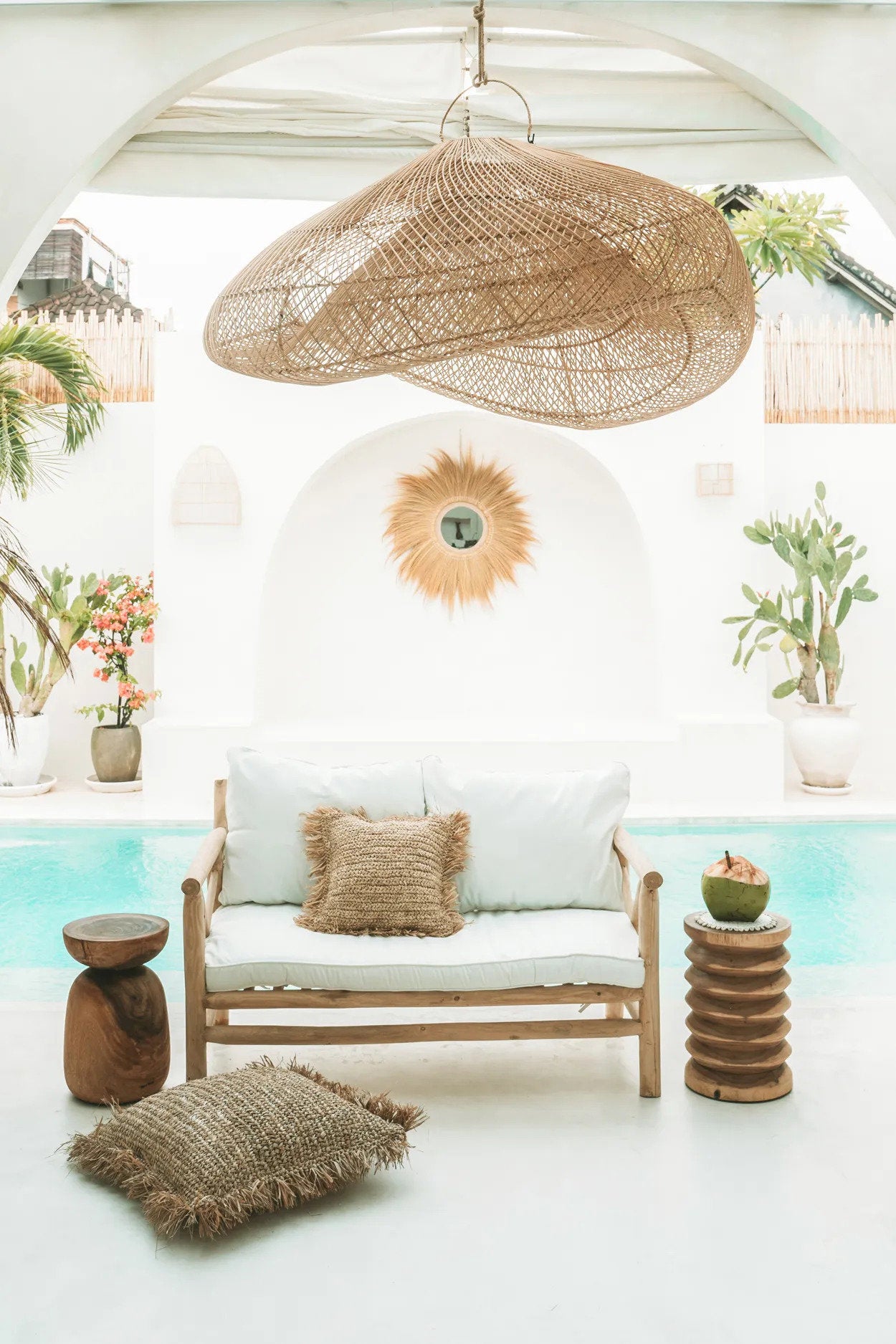 40x40 boho cushion cover, ideal for bringing a natural vibe to your interior.