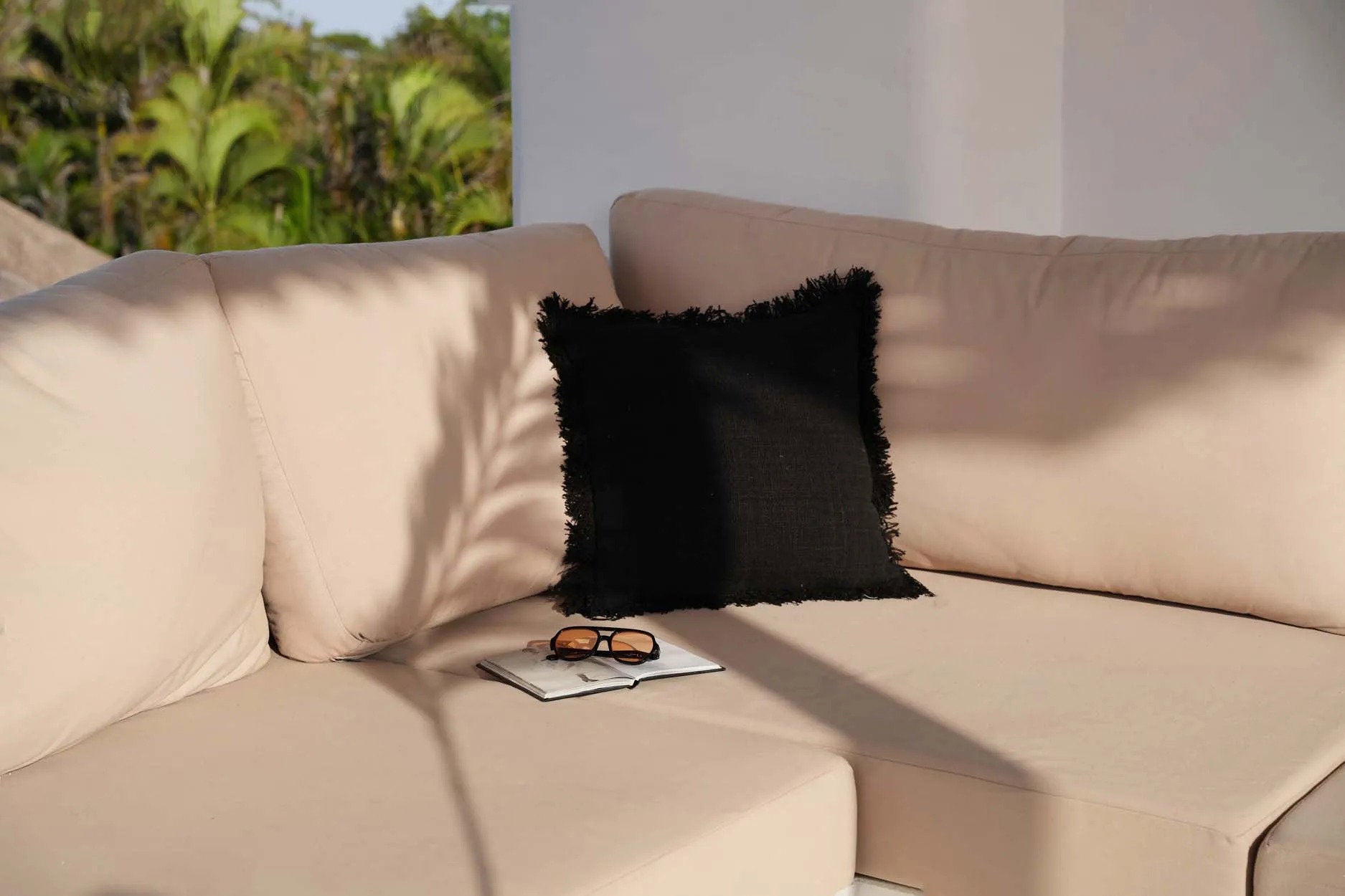 Black cotton cushion cover 50x50, designed for comfort and style