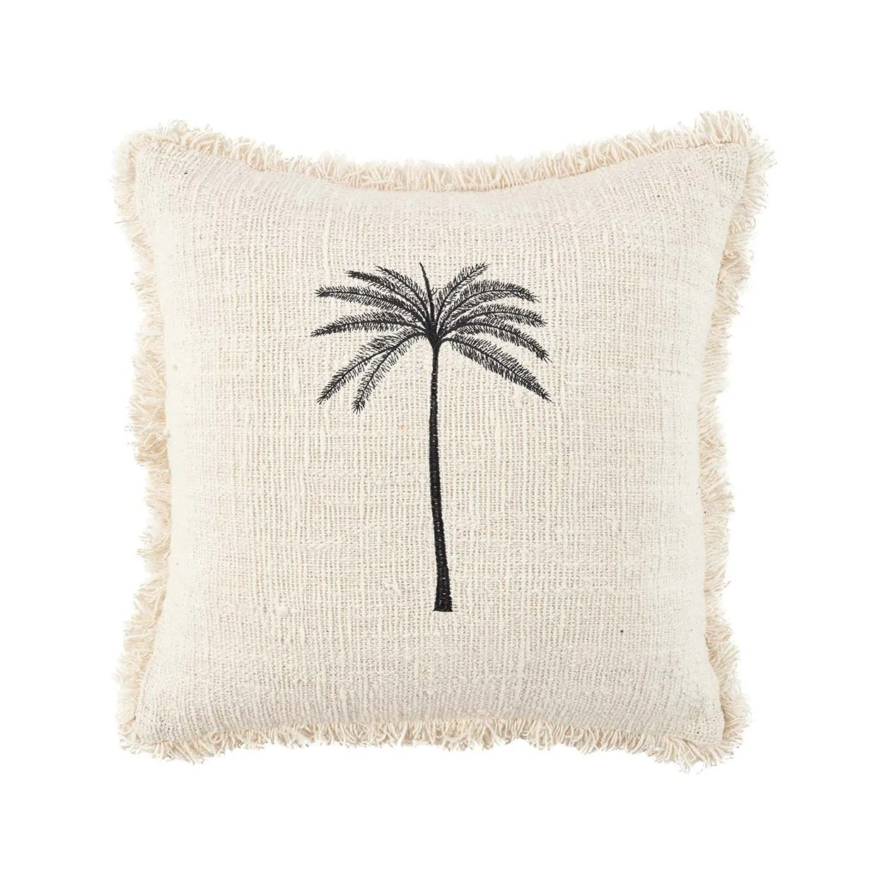Boho couch pillow covers with natural black palm leaf design