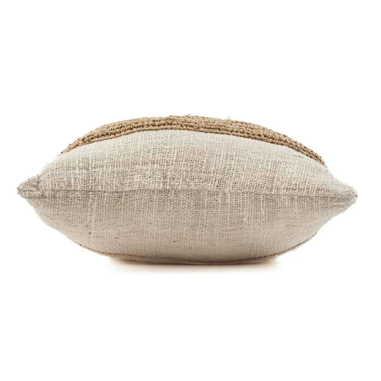 Handcrafted raffia and cotton cushion cover, ideal for your bedroom