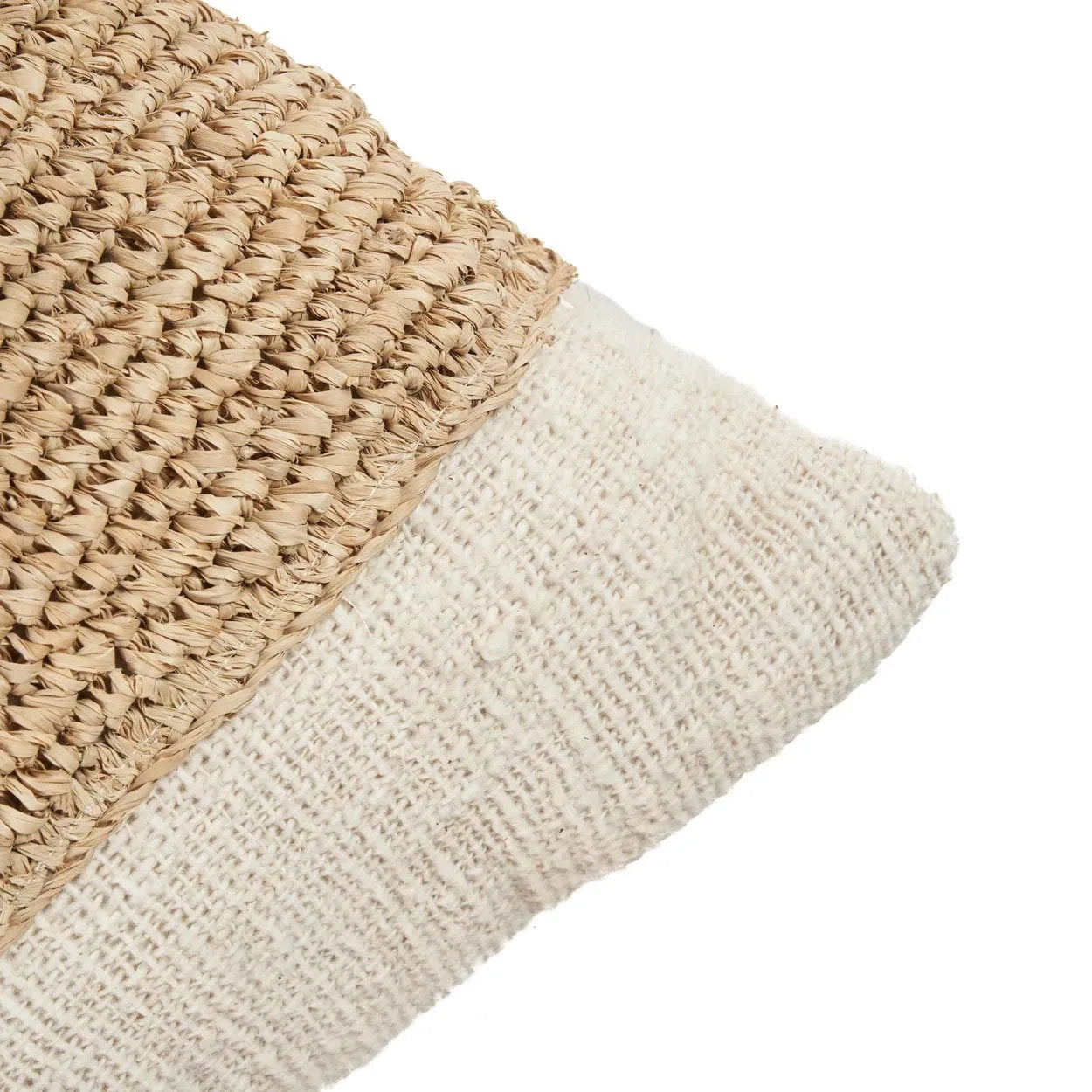 Enhance your sofa with a raffia and cotton square cushion cover