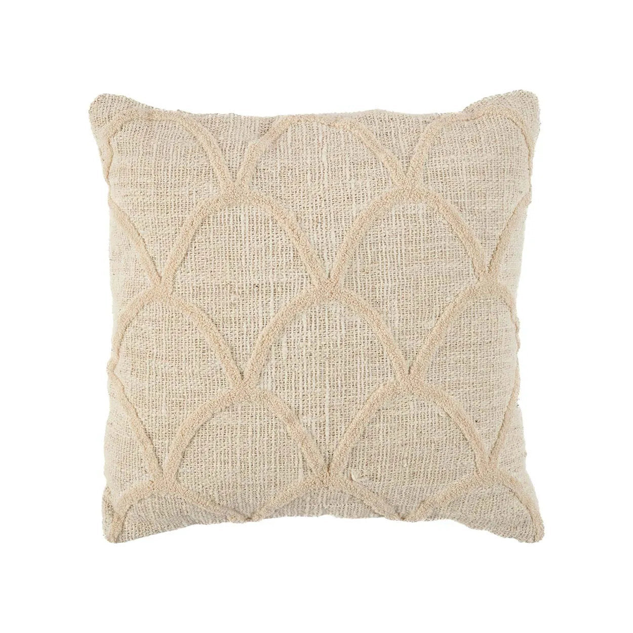 Natural boho throw cushion cover featuring intricate ethnic prints