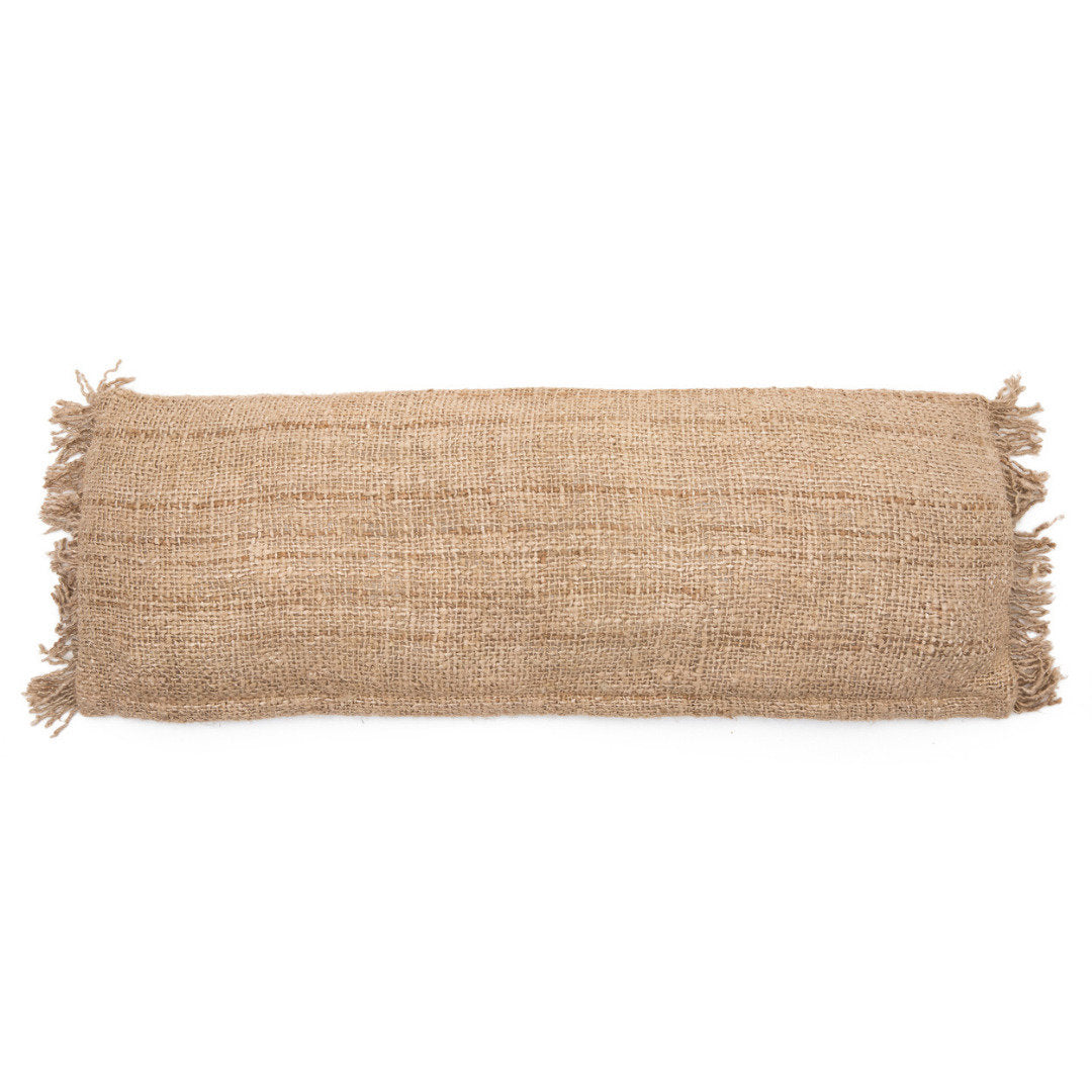 35x100 pillow case in beige cotton with boho texture