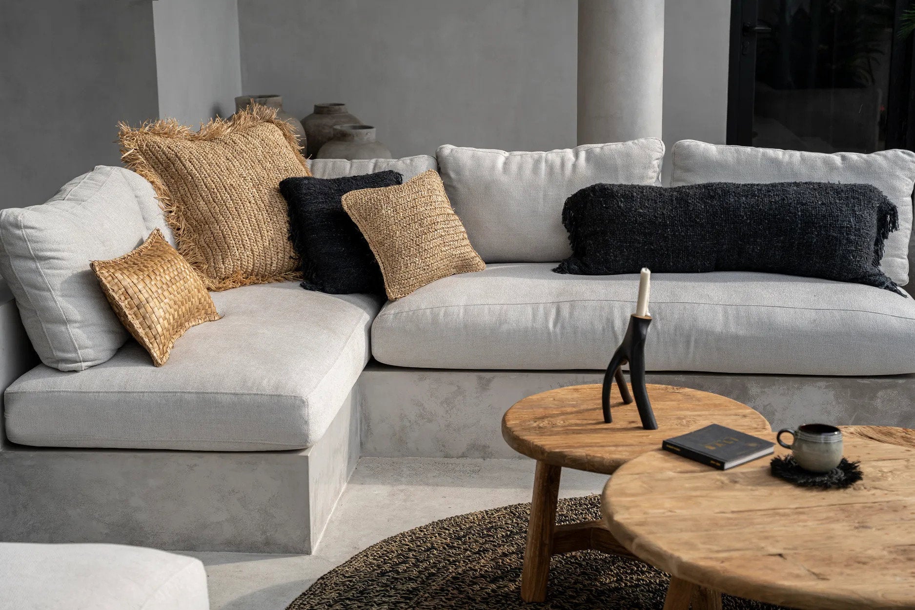 40x40 raffia pillow cover, perfect for a boho chic touch in your home