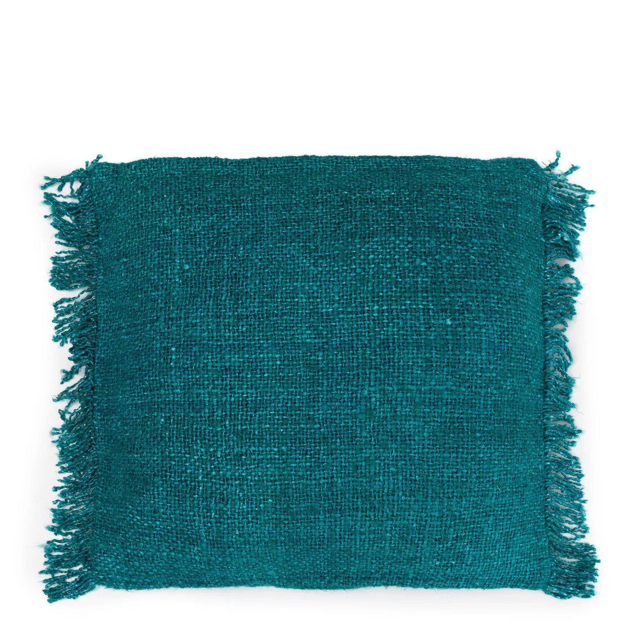 Hand-dyed cotton cushion cover 60x60, featuring a vibrant aqua color