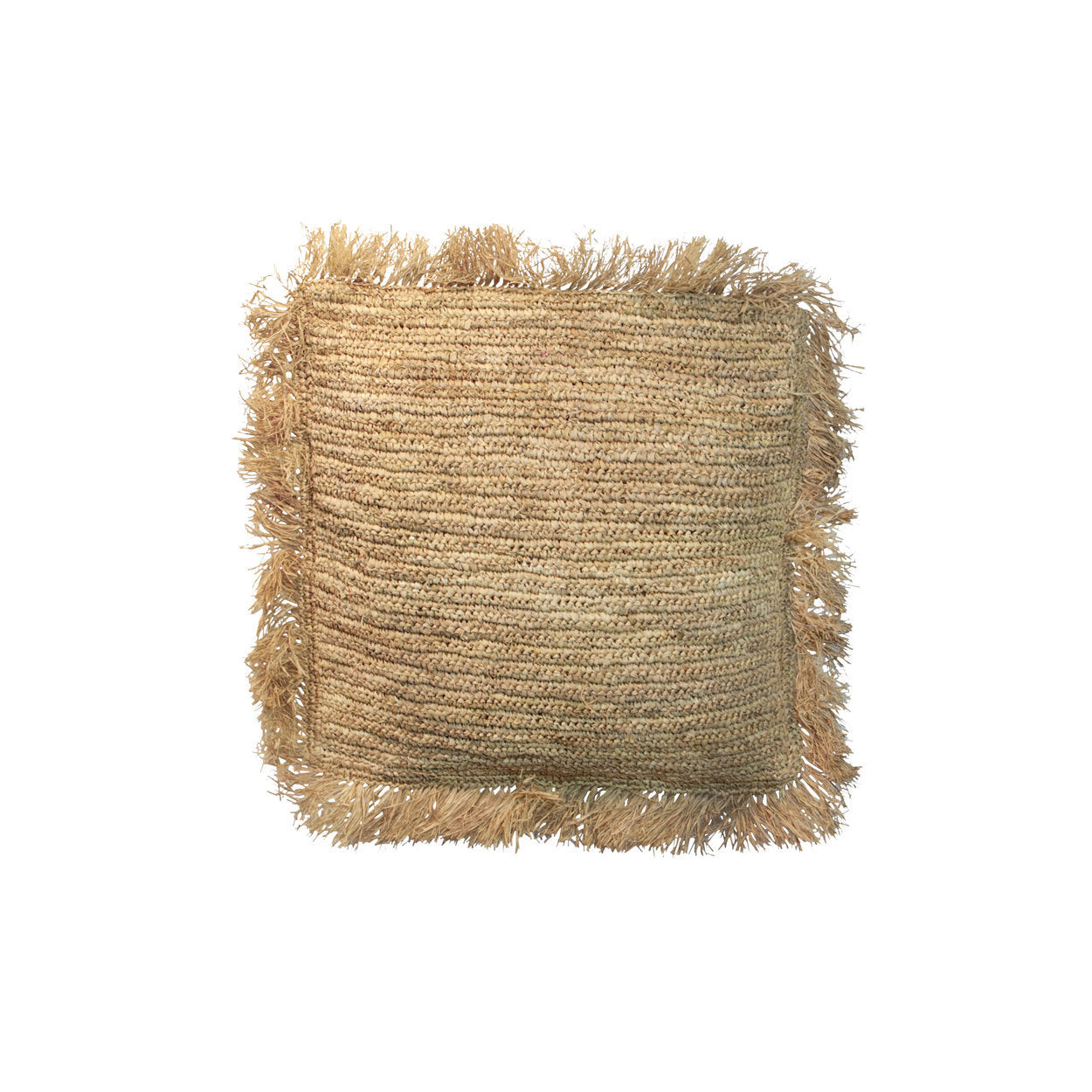 40x40 cushion cover with boho raffia design for a natural home accent.