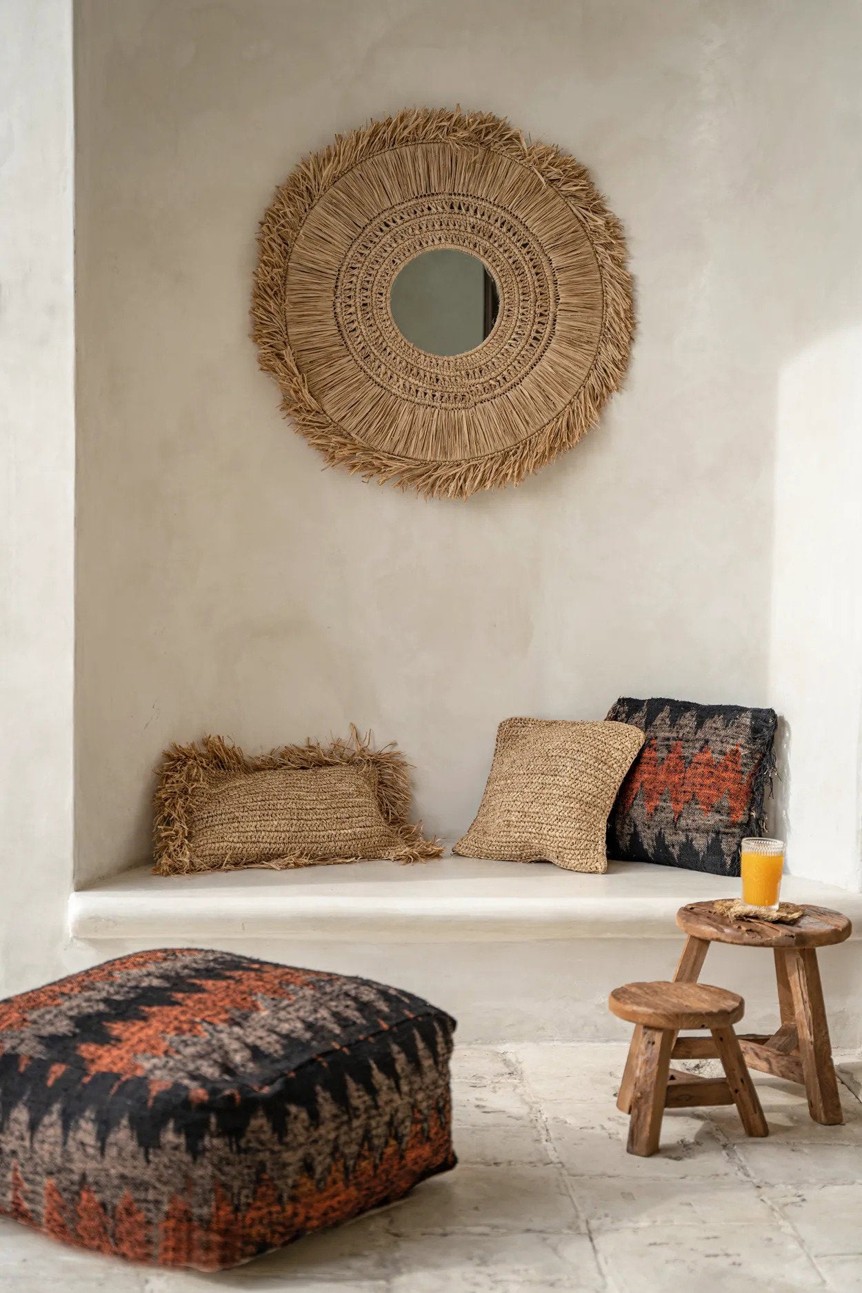 Square raffia pillow cover 40x40, adding texture to your interior