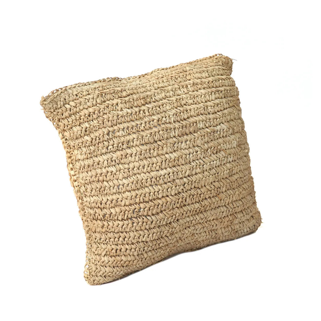 Square raffia pillow cover 40x40, perfect for covered outdoor spaces