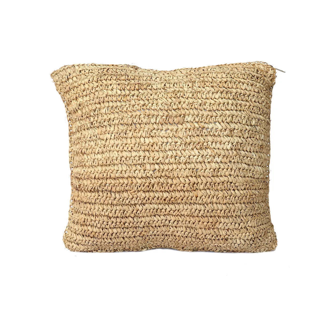 Square raffia pillow cover 40x40, handwoven for a boho touch