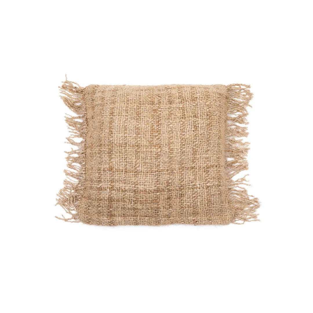 Square beige pillow cover in 40x40 cm with boho style