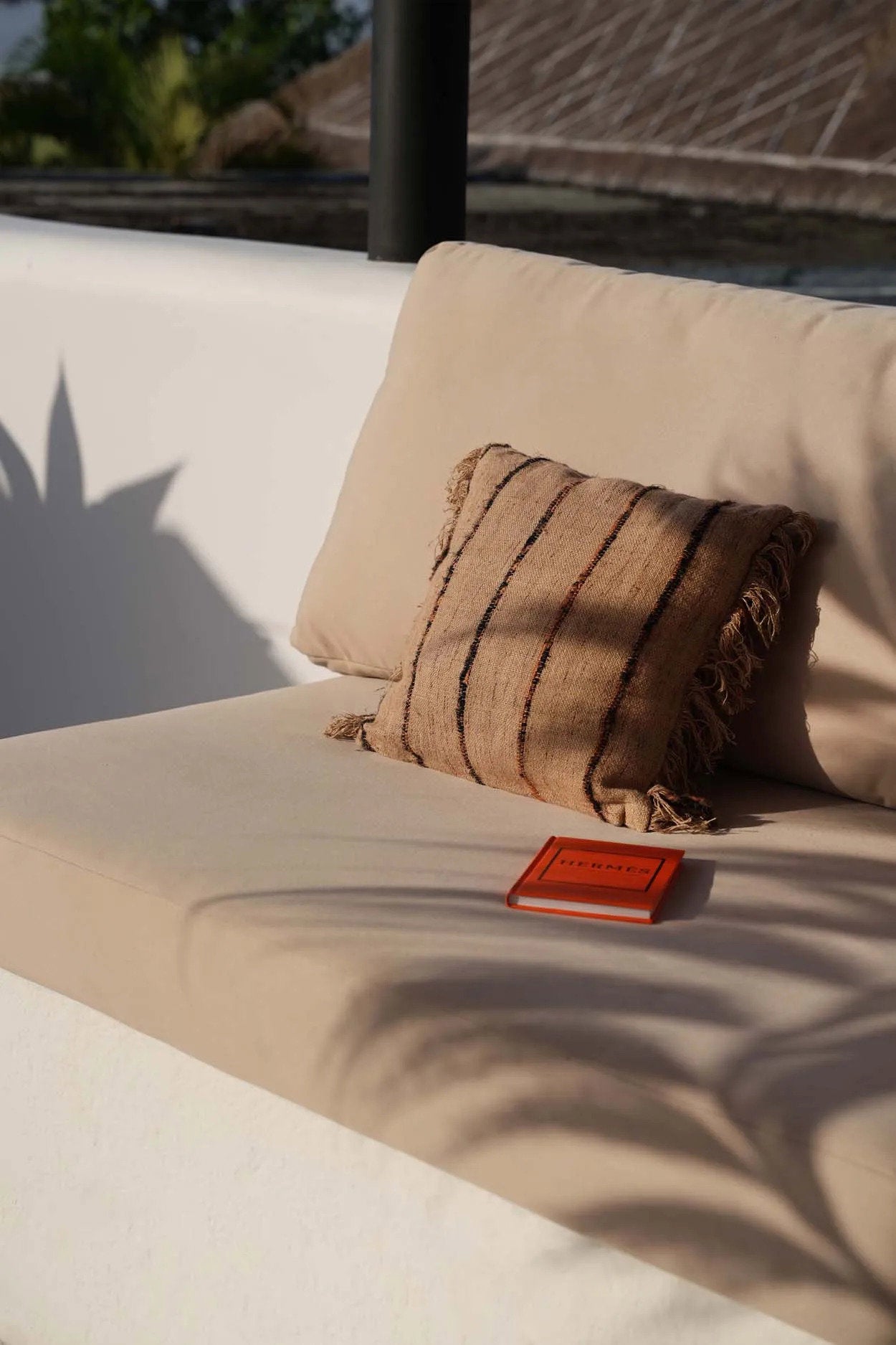 Square 40x40 pillow cover with eco-friendly boho design