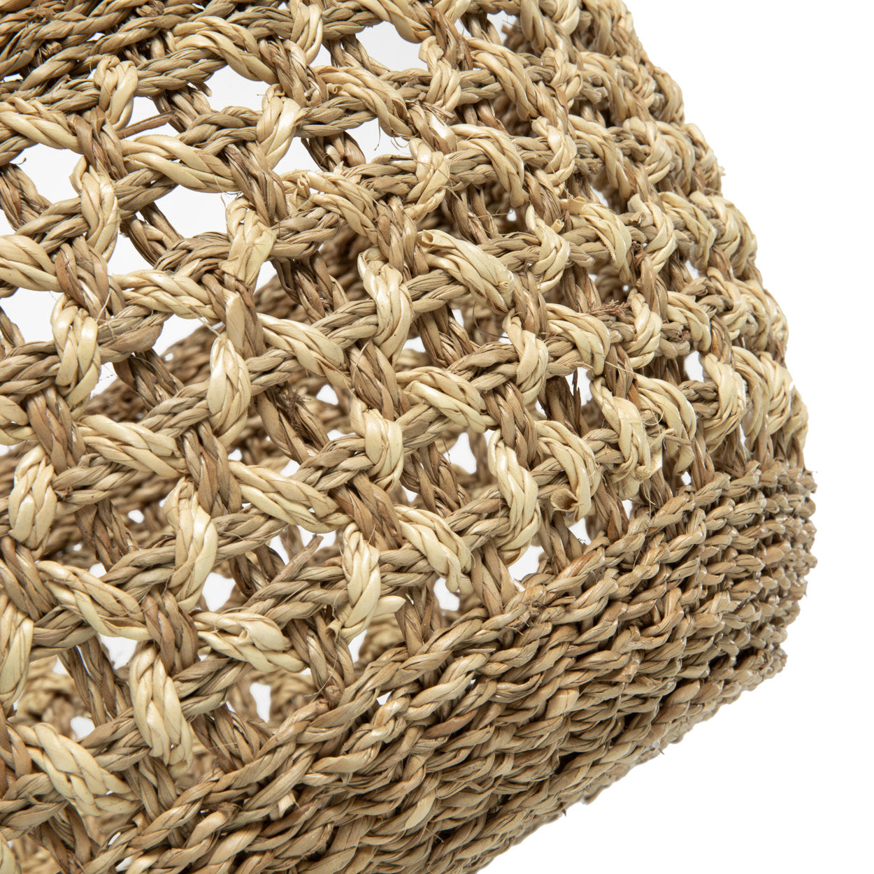 Handwoven round wicker basket, perfect for decorative kitchen storage.
