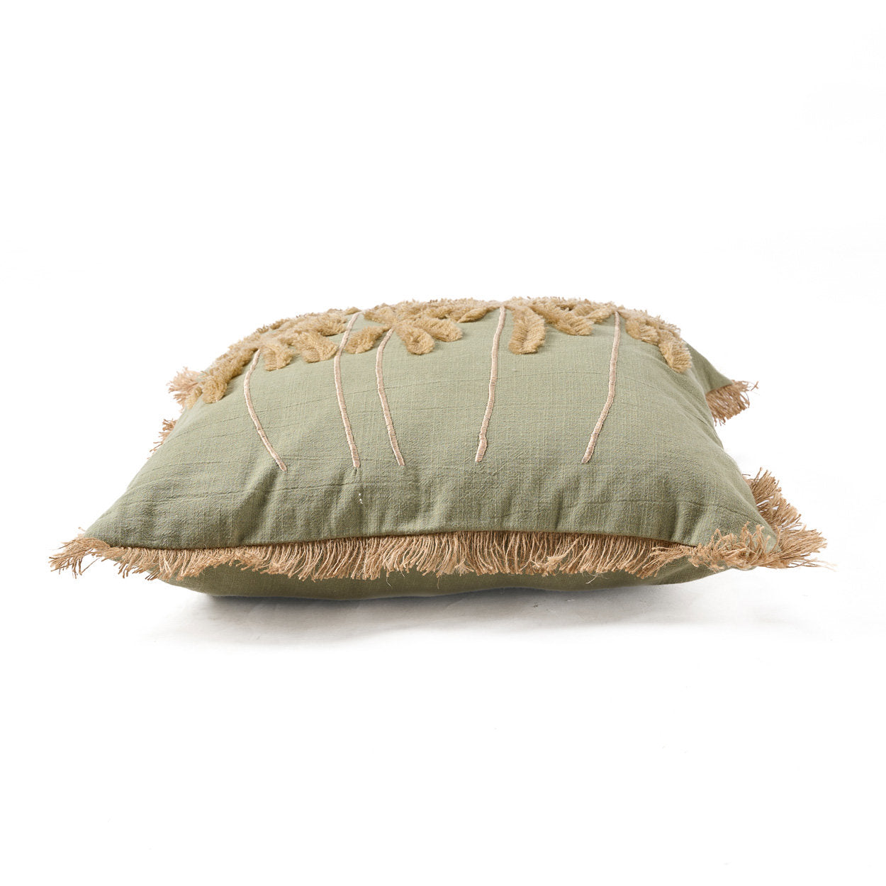 Cotton cushion cover in forest green color, 50x50 cm
