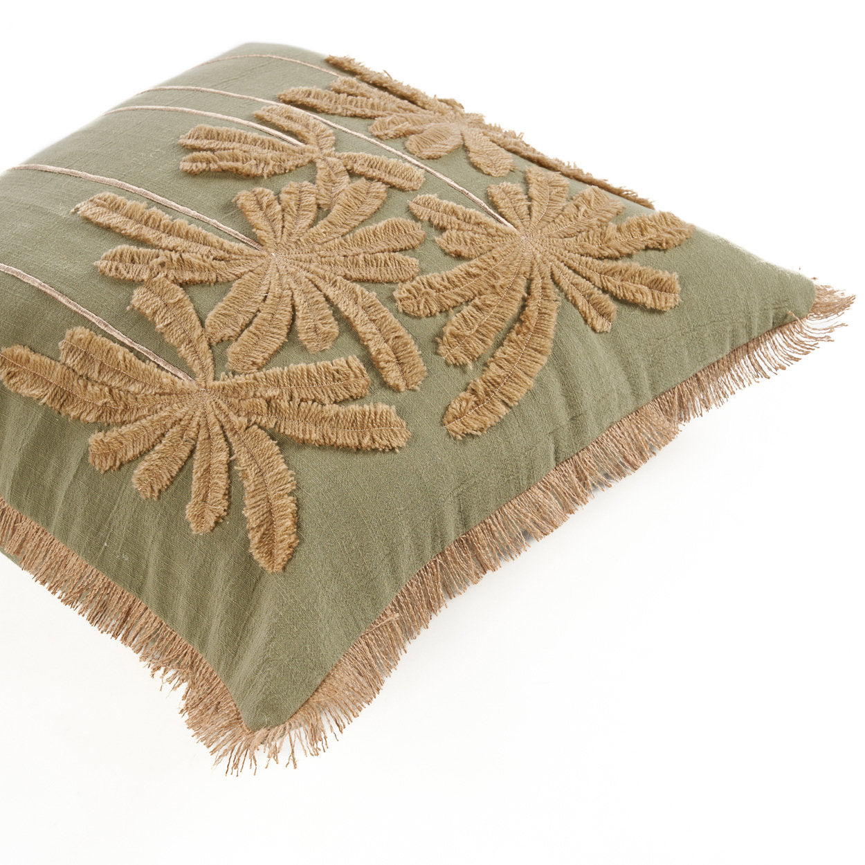 Forest green cotton cushion cover with subtle texture and elegant finish