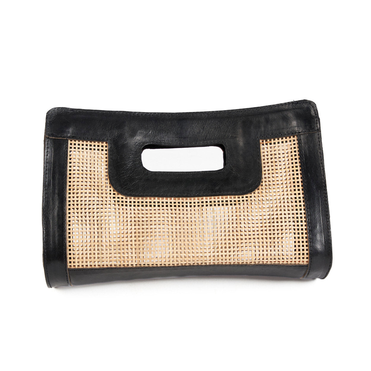 Handmade leather clutch in natural black