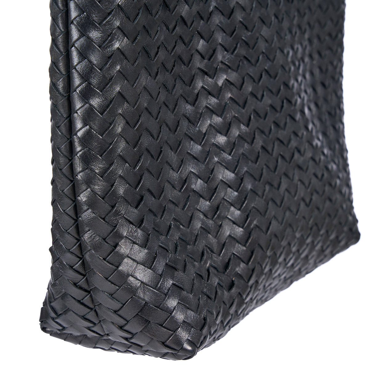 Minimalist black leather shopper for everyday use and travel