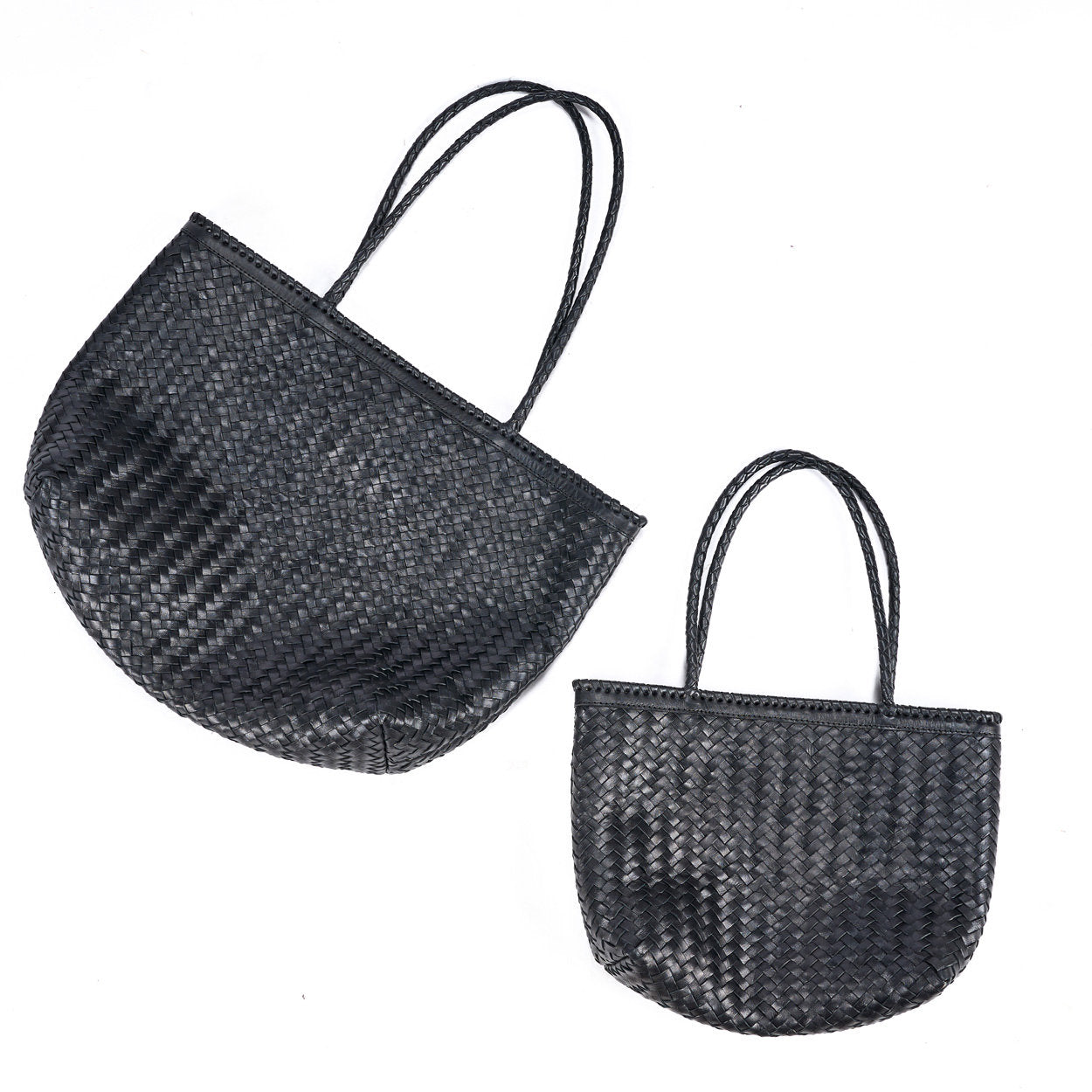 Premium black leather shopper bag with classic silhouette