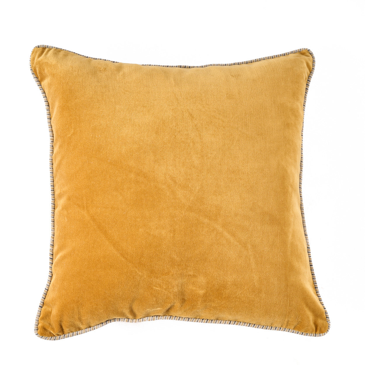 Velvet Crush Cushion Cover – Mustard 50x50 luxury velvet pillow with vibrant tropical charm