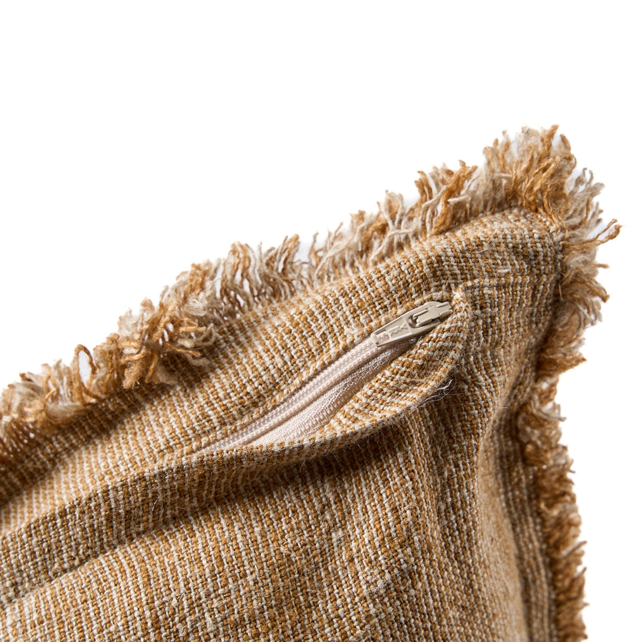 Handmade 50×50 cm linen pillow cover in natural brown, adding rustic and boho charm to interiors