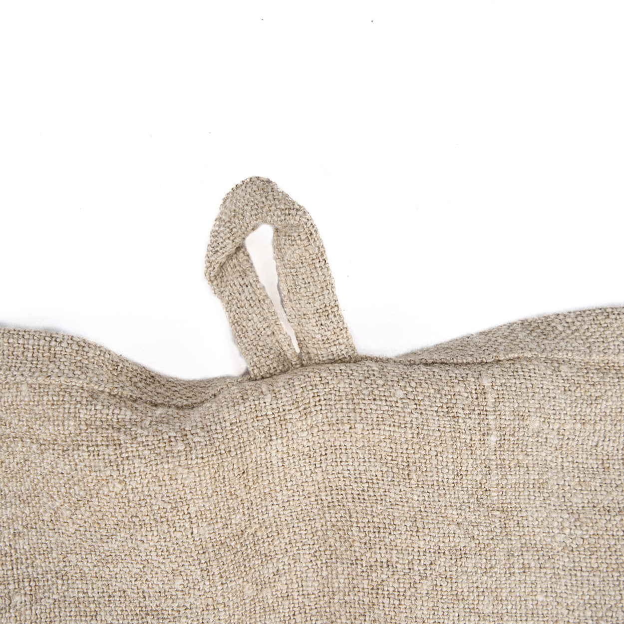 Elegant two-tone linen kitchen towel in black and natural beige, designed to complement bohemian and coastal interiors.