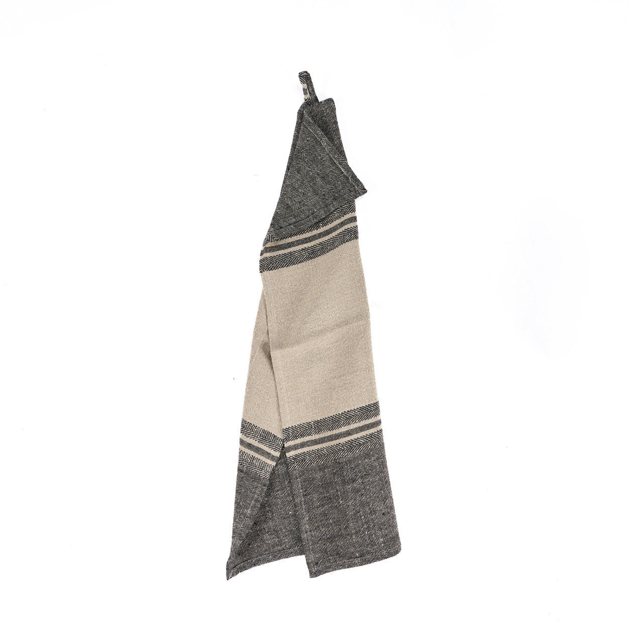 Durable and absorbent linen towel with a soft striped pattern, sized 50x70 cm, ideal for wiping and cleaning in the kitchen.
