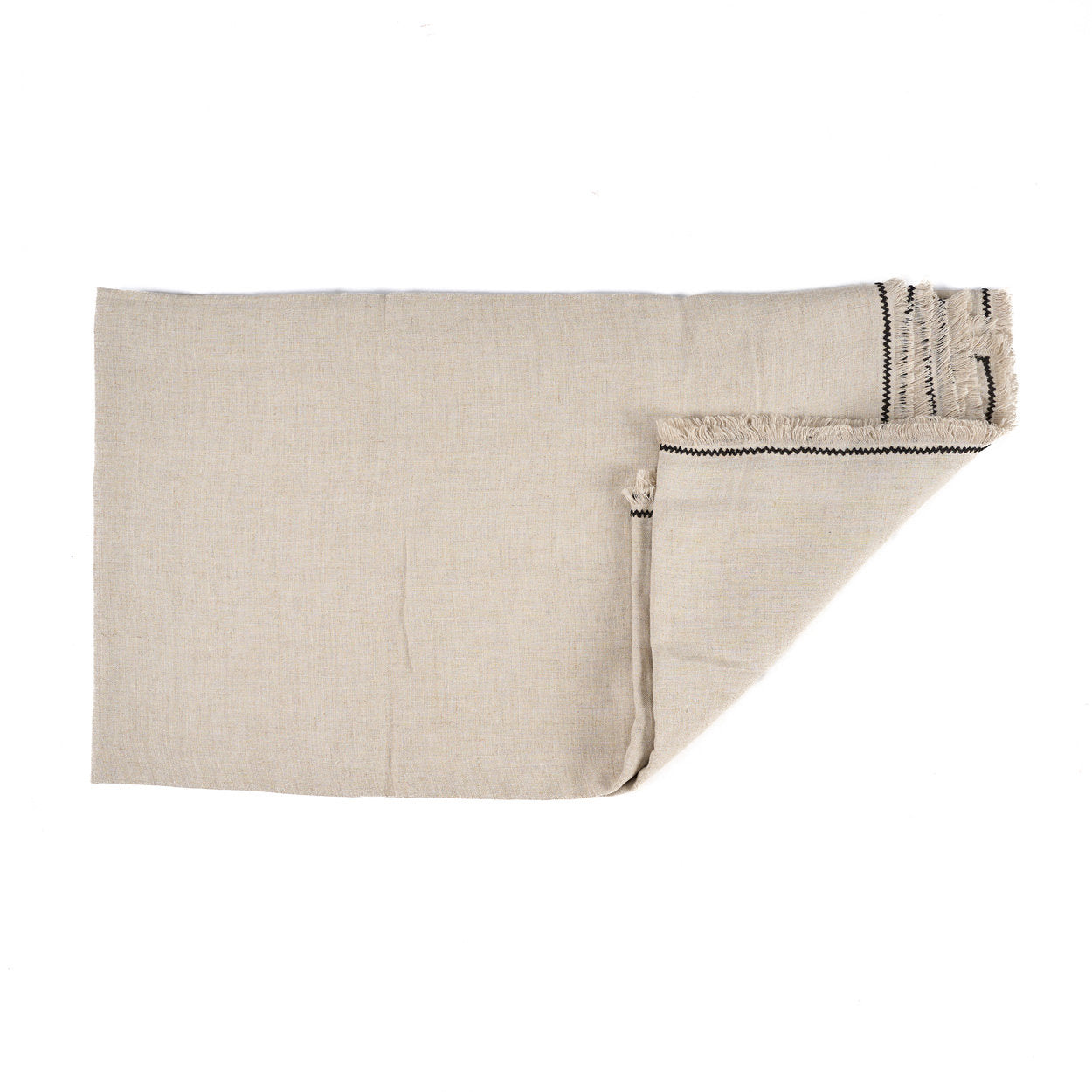 150x300 cm natural black linen tablecloth, blending rustic charm with modern style for everyday use or special occasions.