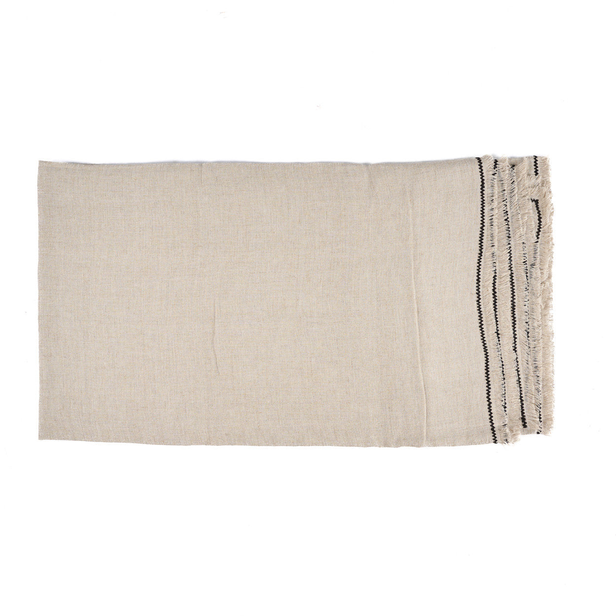 Soft black linen tablecloth, 150x300 cm, designed to fit most dining tables with a cozy, inviting feel.