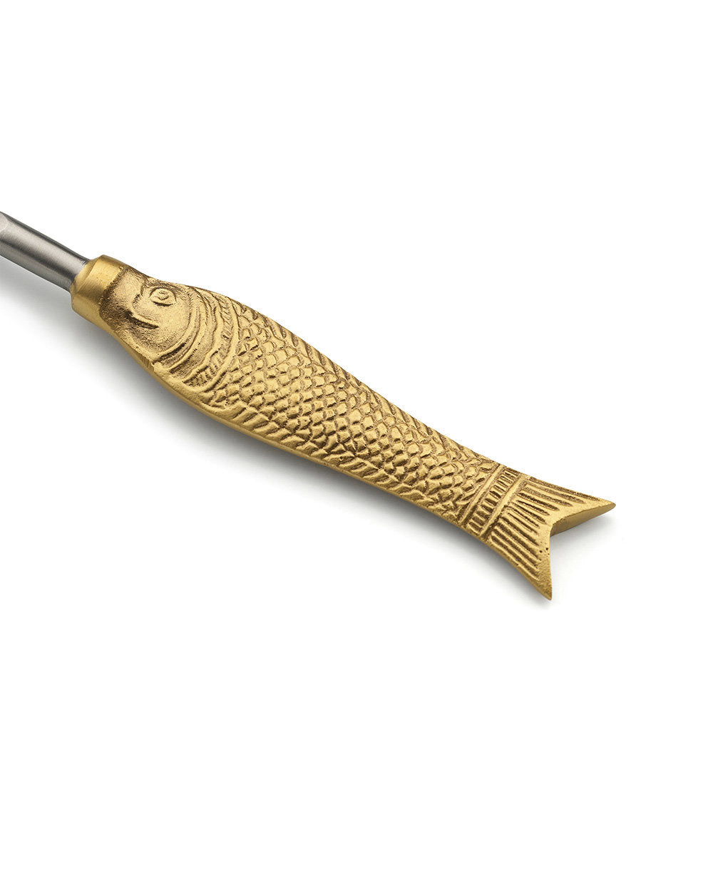 Elegant gold decorative fork with artistic fish-tail handle design
