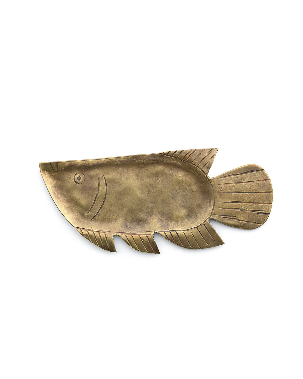 Decorative brass catchall tray in warm gold, combining functionality with understated elegance.