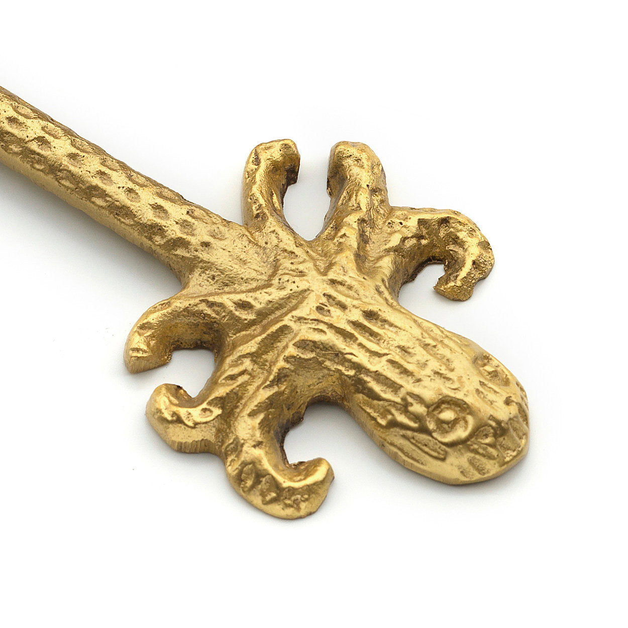 Decorative small brass spice spoon with golden finish, perfect for everyday kitchen rituals.