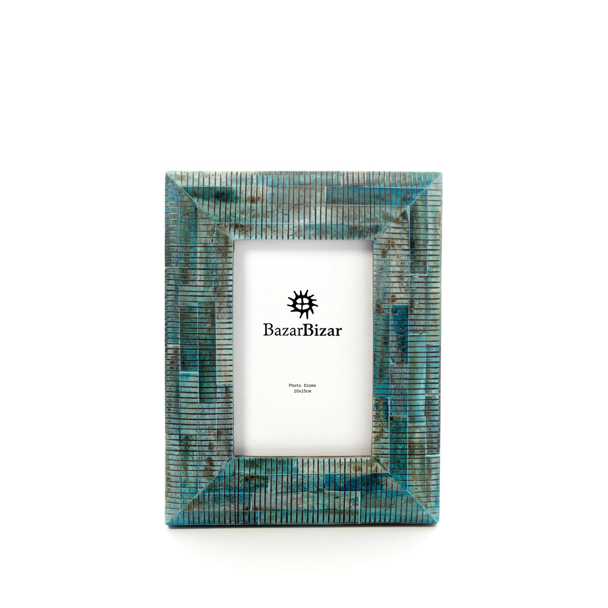 Decorative turquoise photo frame 10x15, ideal for bedside tables, shelves, or consoles.