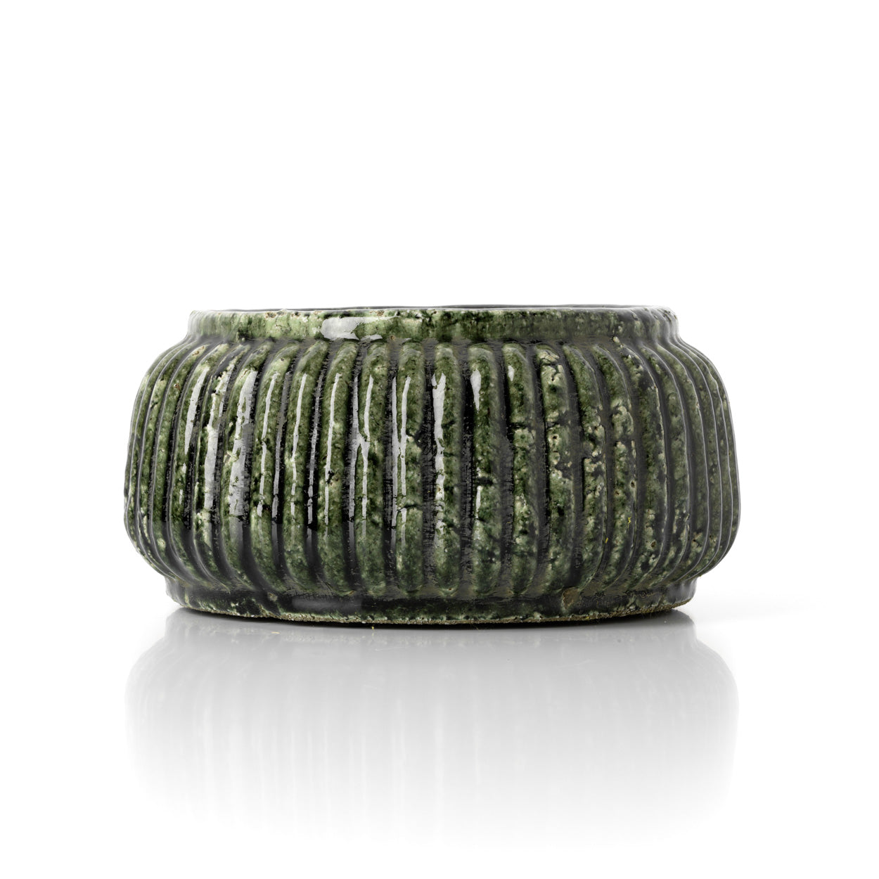 the-forest-ribbed-bowl-planter-forest-green-low