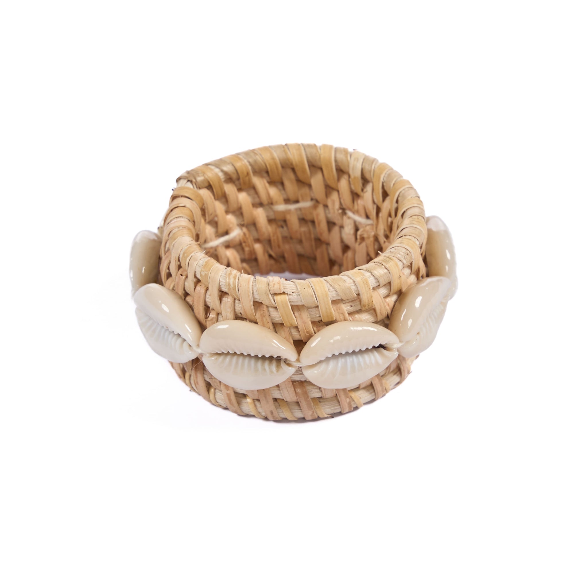 Los Aros Para Servilletas Rattan Shell - Blanco Natural