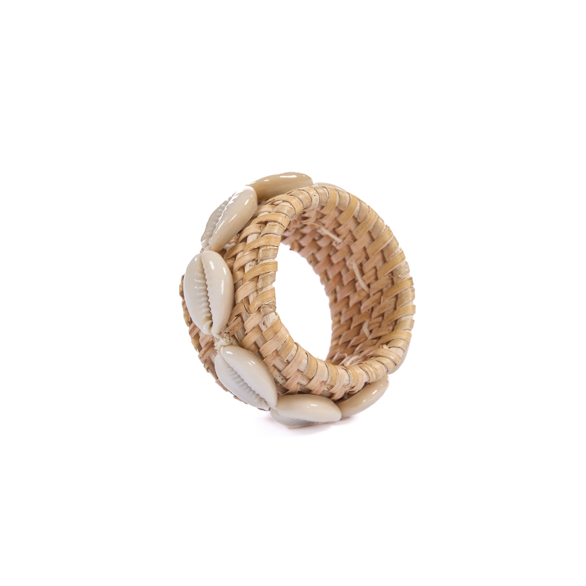 Los Aros Para Servilletas Rattan Shell - Blanco Natural