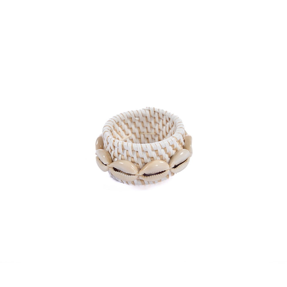De Rattan Shell Servetring - Wit